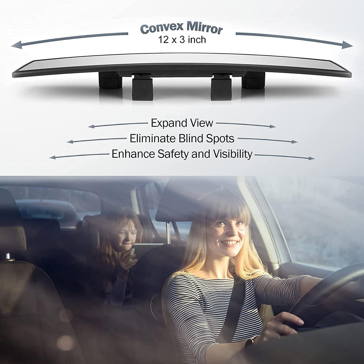 Wide Angle Panoramic Rear View Mirror – Large Vision | Blind Spot Redu ...