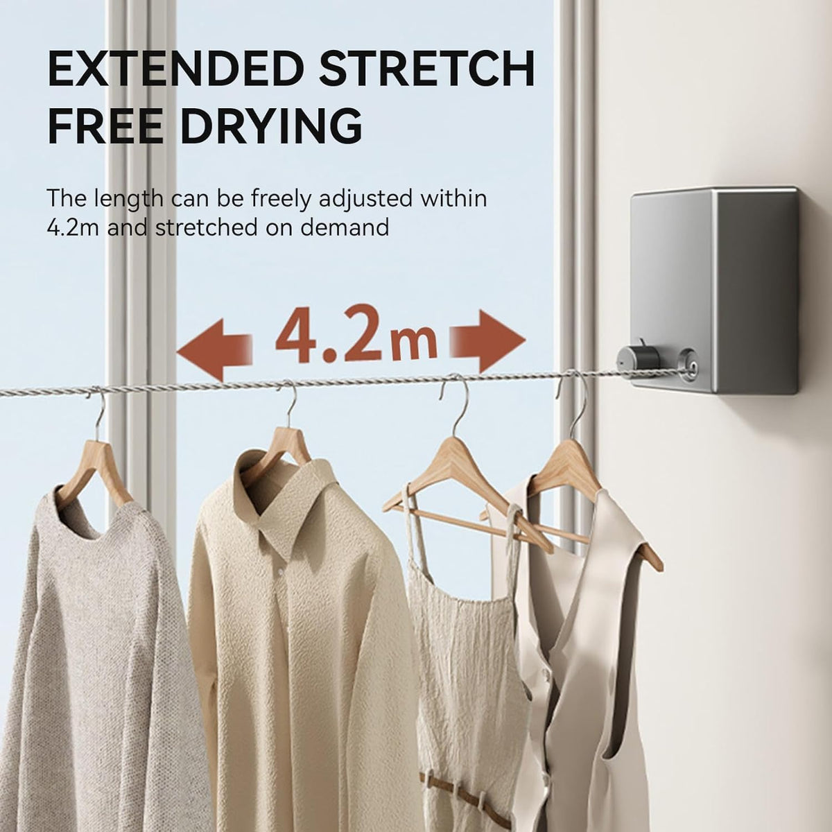 Retractable Clothesline 4.2 Meter | Wall Mounted Clothes Drying Rope ...